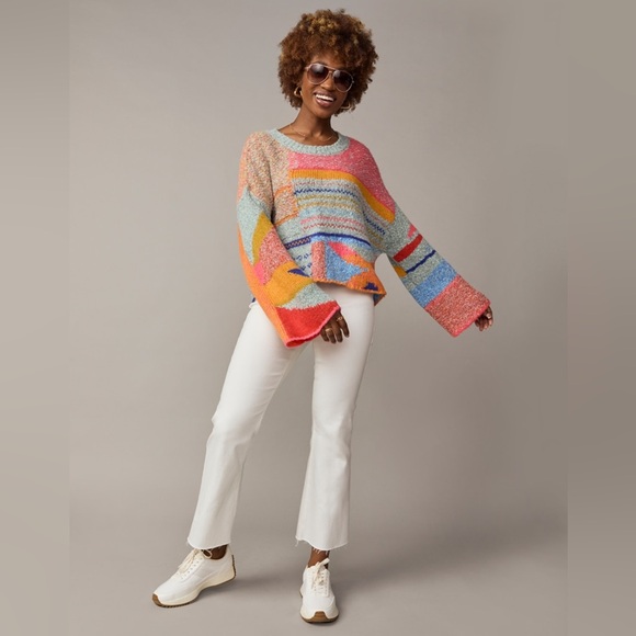 Sincerely Jules Size XS Colorful Multi Pattern Oversized Pullover - Picture 3 of 7